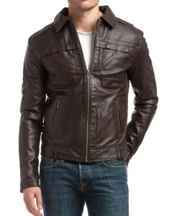 Homme Chyston Vestes, Blousons^Veste en Cuir Carlo marron