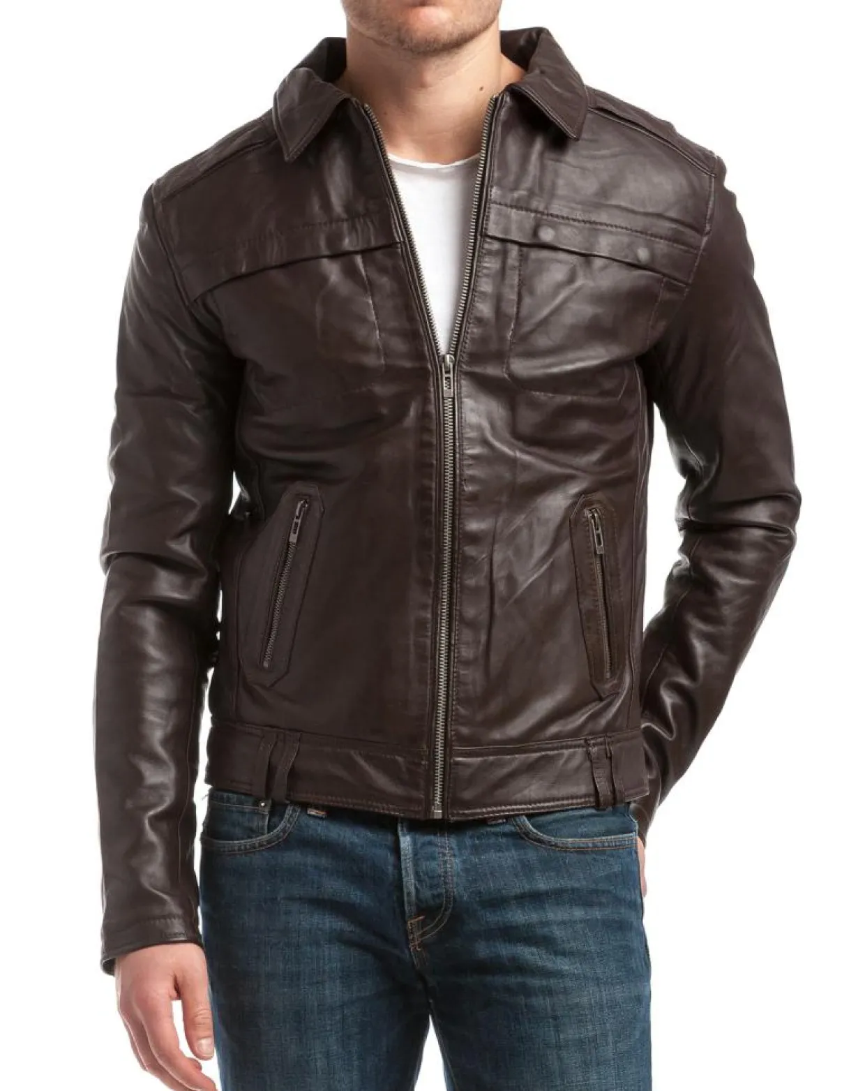 Homme Chyston Vestes, Blousons^Veste en Cuir Carlo marron
