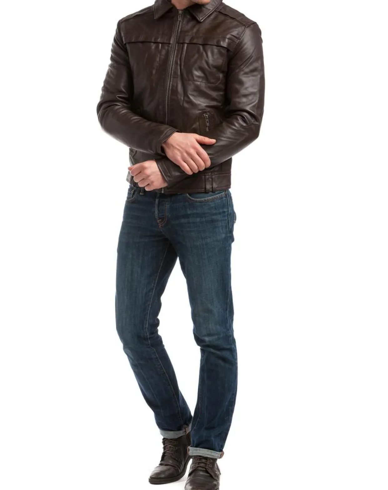 Homme Chyston Vestes, Blousons^Veste en Cuir Carlo marron