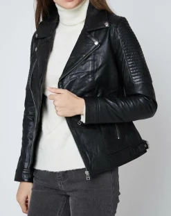 Femme Blue Wellford Vestes, Blousons^Veste en Cuir Carmen noire