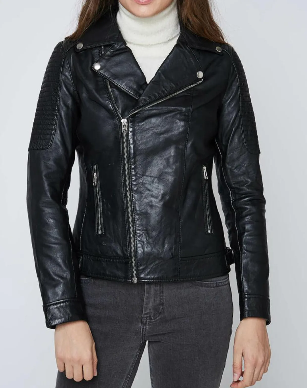 Femme Blue Wellford Vestes, Blousons^Veste en Cuir Carmen noire