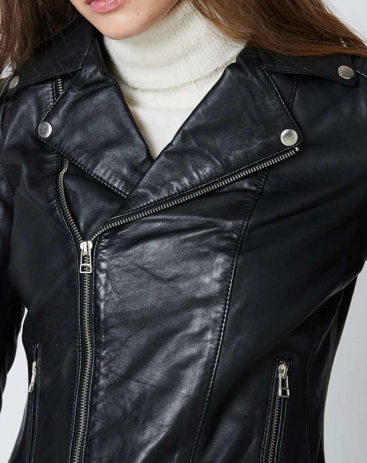 Femme Blue Wellford Vestes, Blousons^Veste en Cuir Carmen noire