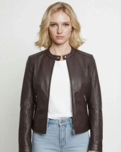Veste en Cuir Cassie marron-Chyston New