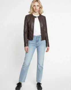 Veste en Cuir Cassie marron-Chyston New
