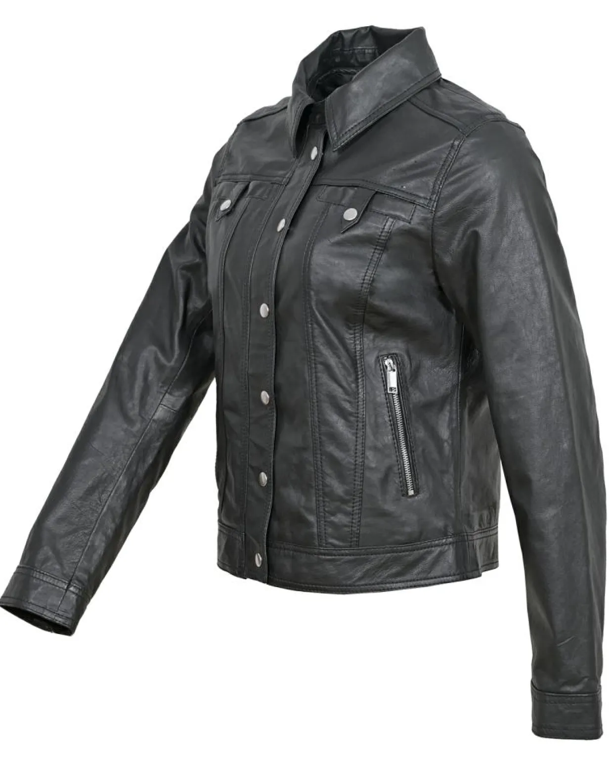 Veste en Cuir Catia noire-Blue Wellford Outlet