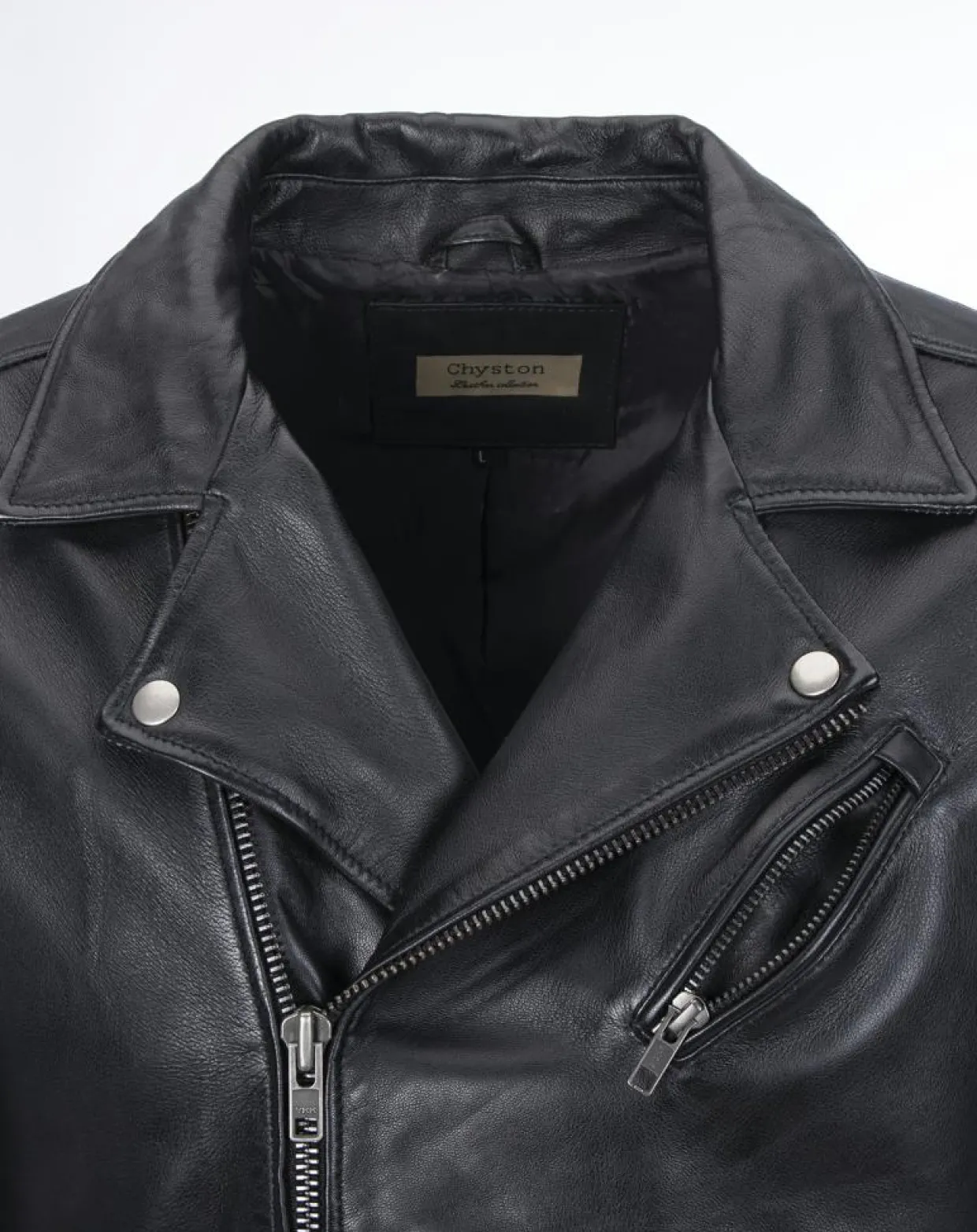 Veste en Cuir Caïus noire-Chyston Outlet