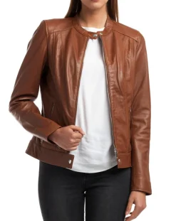 Femme Chyston Vestes, Blousons^Veste en Cuir Celeste cognac