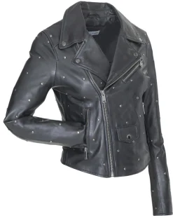 Femme Blue Wellford Vestes, Blousons^Veste en Cuir Chana noire