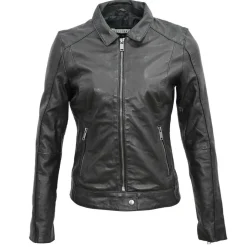 Femme Blue Wellford Vestes, Blousons^Veste en Cuir Chloris noire