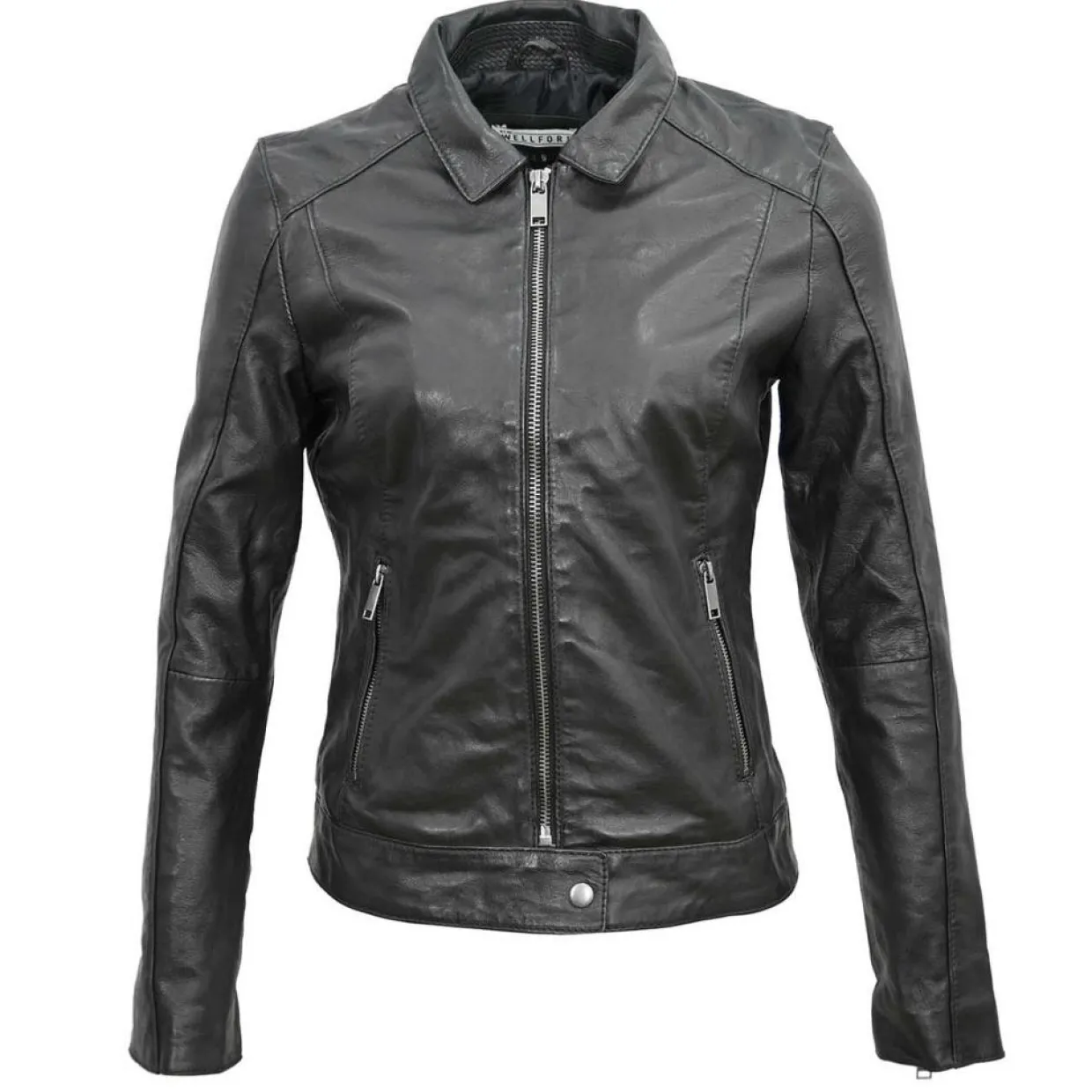 Femme Blue Wellford Vestes, Blousons^Veste en Cuir Chloris noire