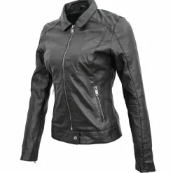 Femme Blue Wellford Vestes, Blousons^Veste en Cuir Chloris noire