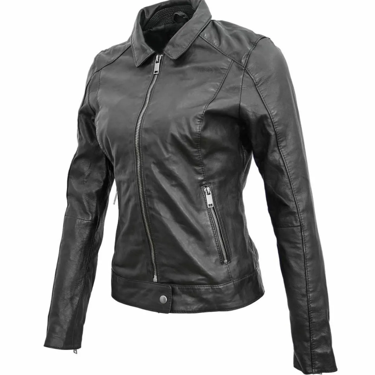 Femme Blue Wellford Vestes, Blousons^Veste en Cuir Chloris noire