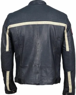 Veste en Cuir Christo bleu marine-Chyston New