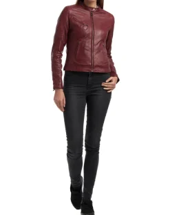 Femme Chyston Vestes, Blousons^Veste en Cuir Cindy bordeaux