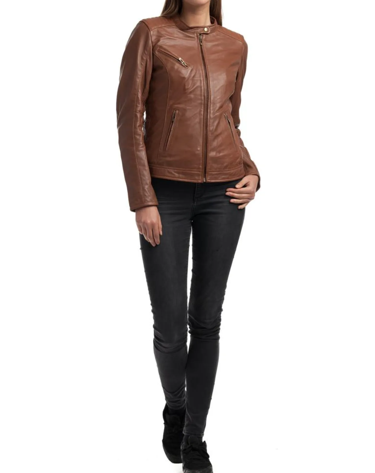 Femme Chyston Vestes, Blousons^Veste en Cuir Cindy cognac