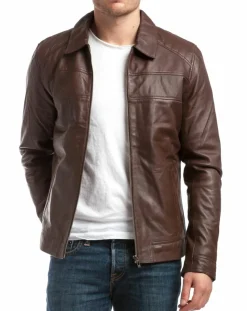 Homme Chyston Vestes, Blousons^Veste en Cuir Citadin marron