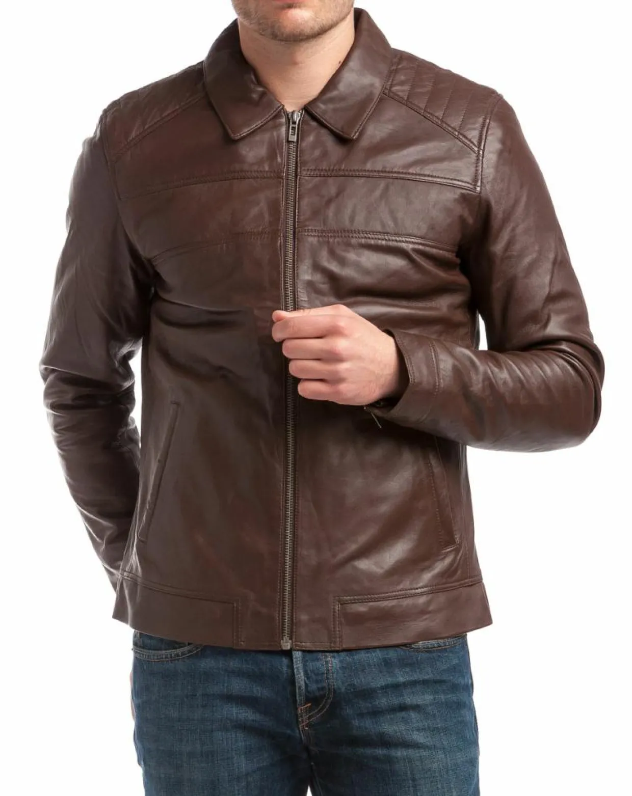 Homme Chyston Vestes, Blousons^Veste en Cuir Citadin marron