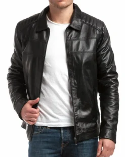 Veste en Cuir Citadin noire-Chyston