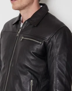 Veste en Cuir Clément noire-Blue Wellford Best
