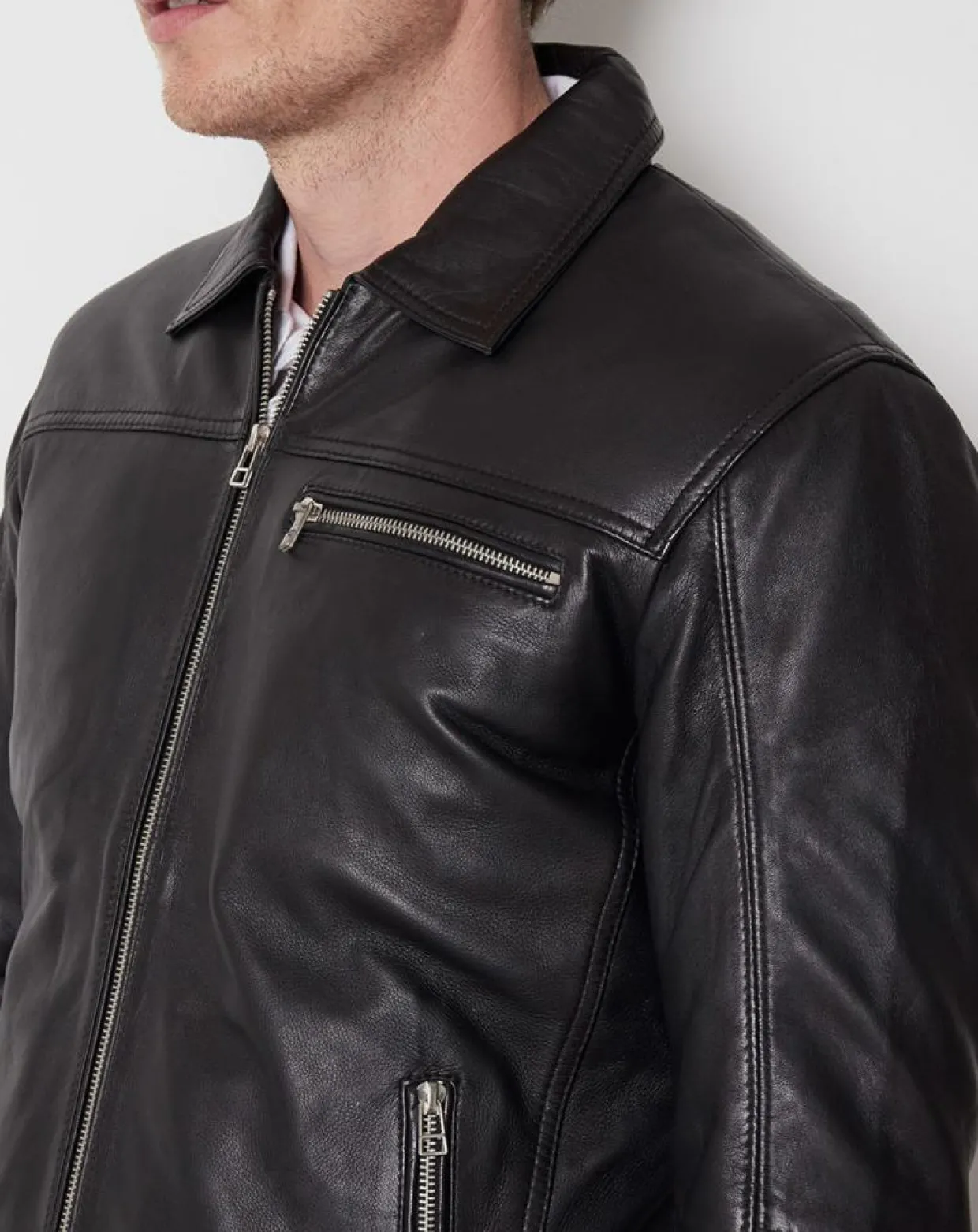 Veste en Cuir Clément noire-Blue Wellford Best
