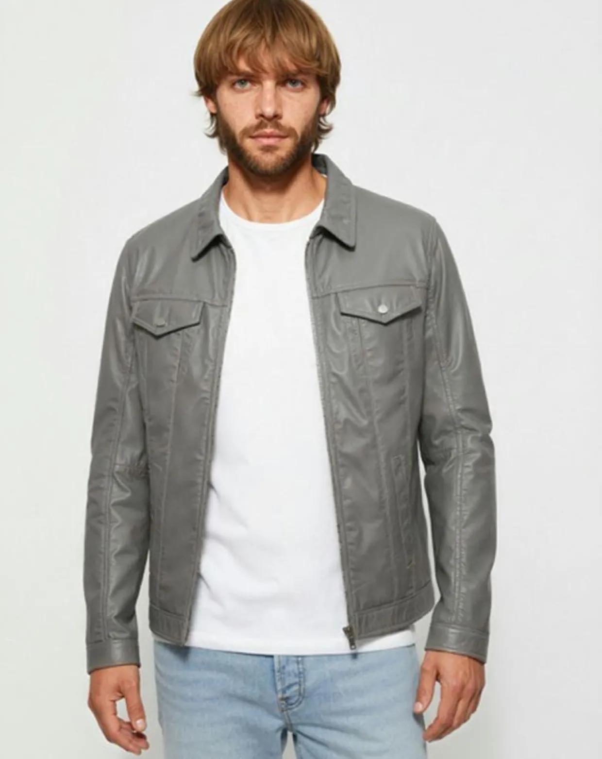Veste en Cuir Colt vintage grey-Chyston