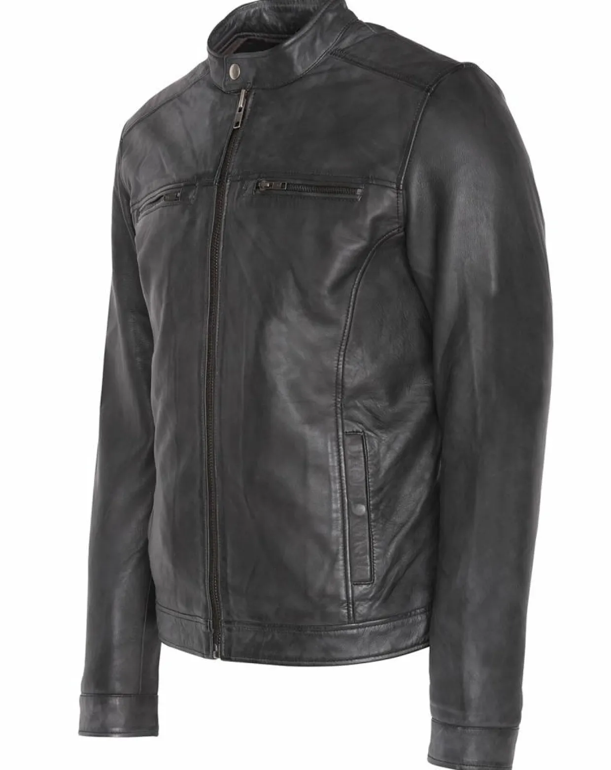Homme Blue Wellford Vestes, Blousons^Veste en Cuir Corto noire