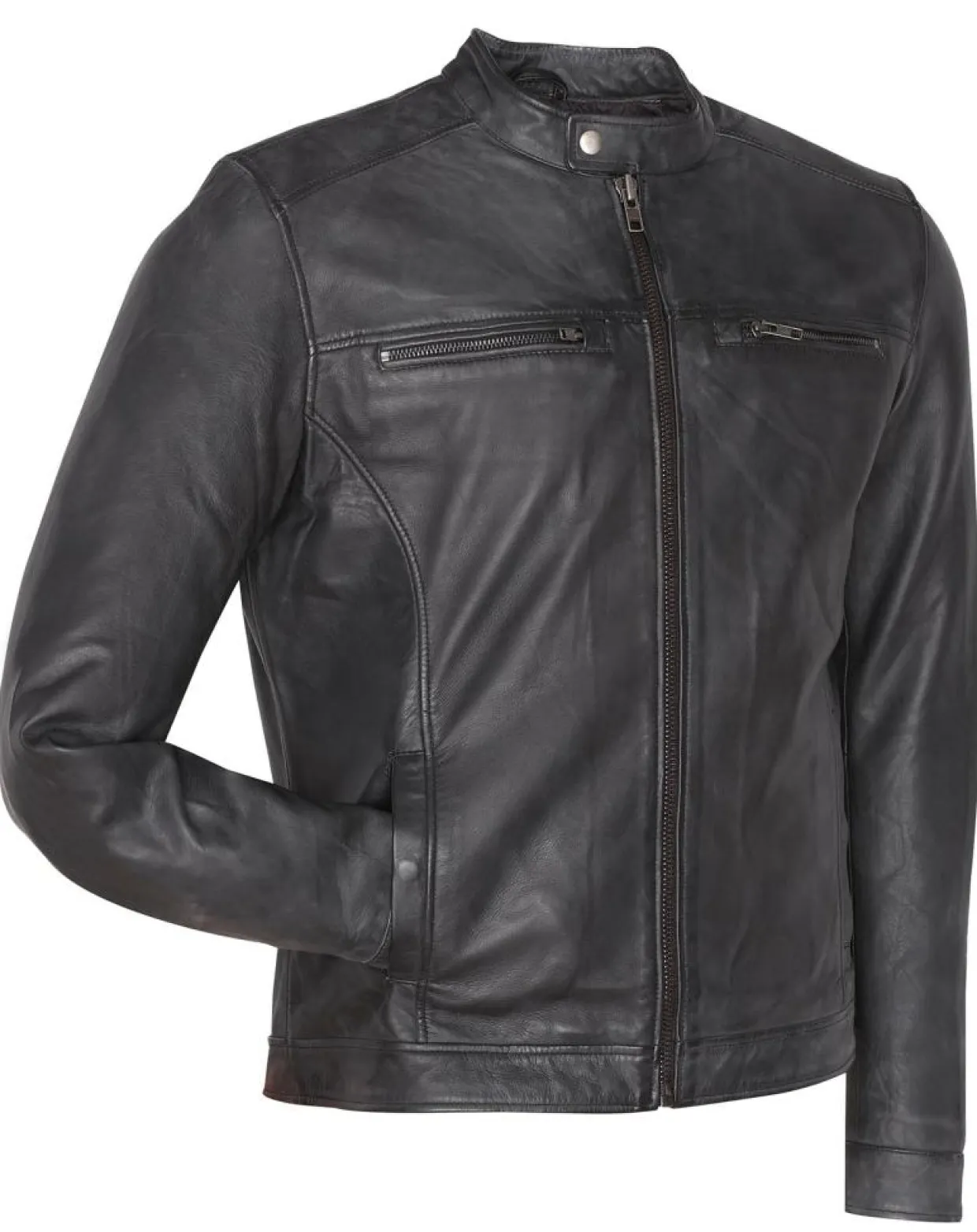 Homme Blue Wellford Vestes, Blousons^Veste en Cuir Corto noire