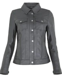 Femme Chyston Vestes, Blousons^Veste en Cuir d'Agneau Christine noire