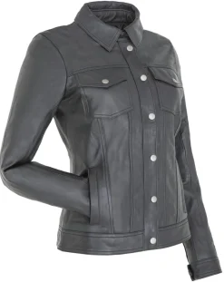 Femme Chyston Vestes, Blousons^Veste en Cuir d'Agneau Christine noire