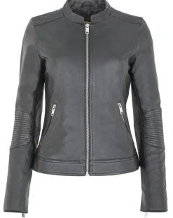Femme Chyston Vestes, Blousons^Veste en Cuir d'Agneau Clara noire