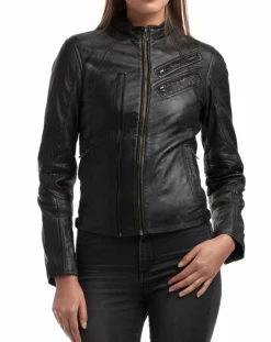 Veste en Cuir d'Agneau Samantha noire-Chyston