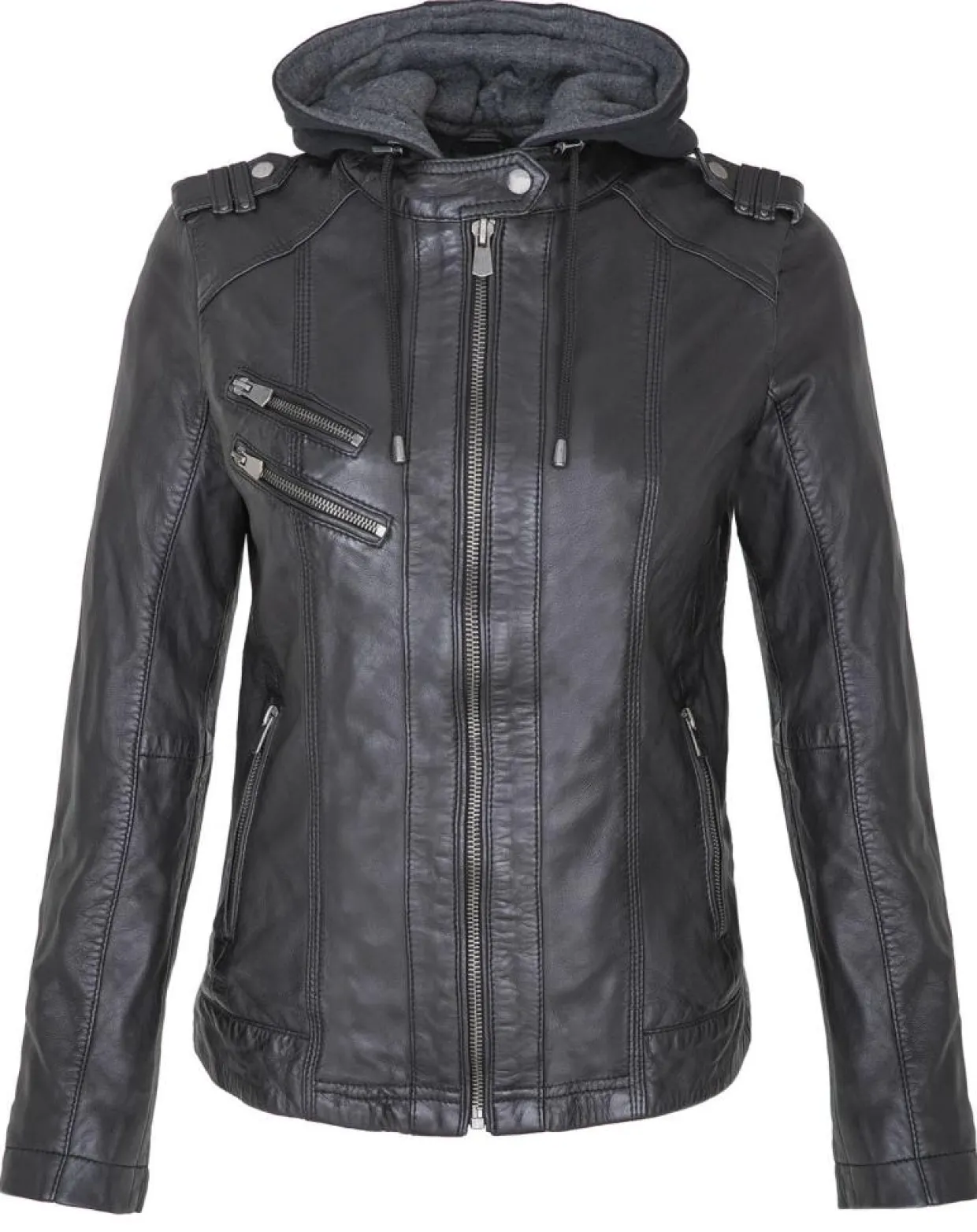 Femme Chyston Vestes, Blousons^Veste en Cuir Djaya noire