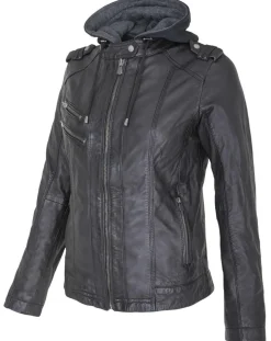Femme Chyston Vestes, Blousons^Veste en Cuir Djaya noire
