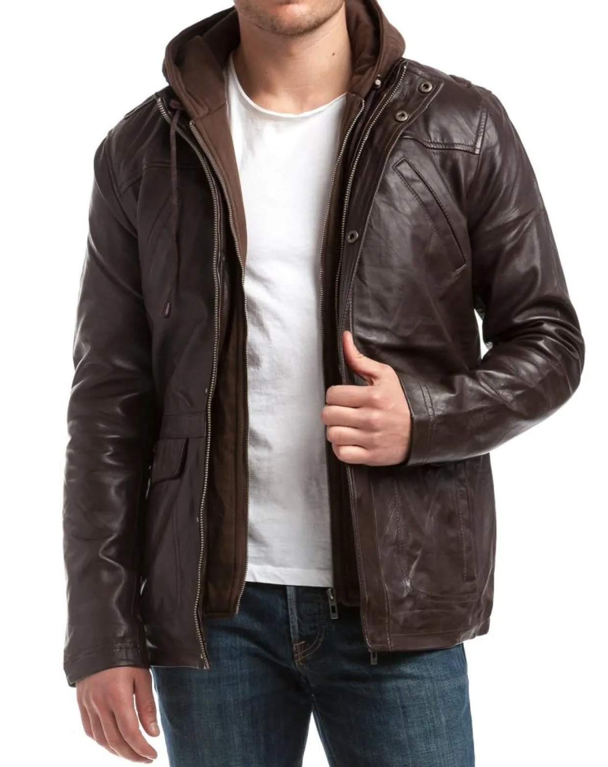 Homme Chyston Vestes, Blousons^Veste en Cuir Elgon marron