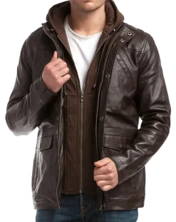 Homme Chyston Vestes, Blousons^Veste en Cuir Elgon marron