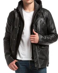 Veste en Cuir Elgon noire-Chyston Online