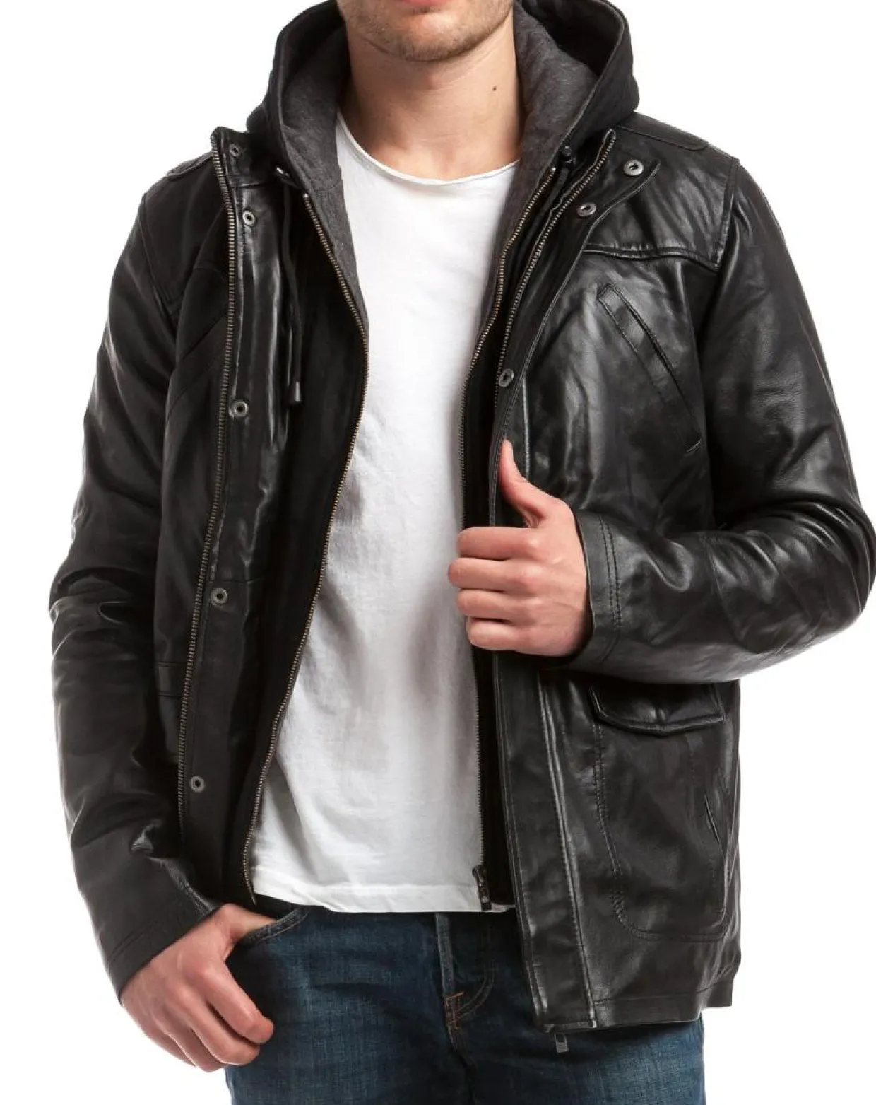 Veste en Cuir Elgon noire-Chyston Online