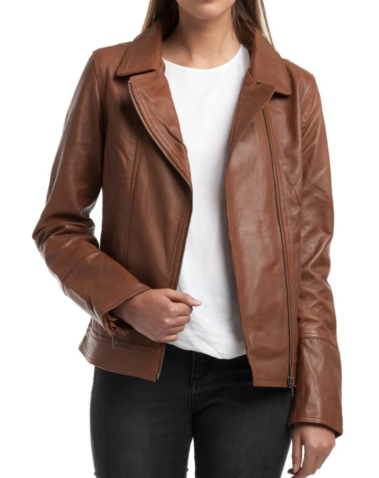 Femme Chyston Vestes, Blousons^Veste en Cuir Elodie cognac