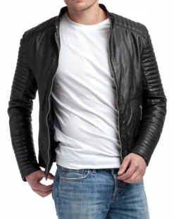 Veste en Cuir Emerino noire-Chyston