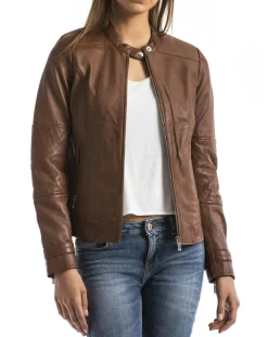 Femme Blue Wellford Vestes, Blousons^Veste en Cuir Euphrate cognac