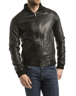 Veste en Cuir Eze noire-Blue Wellford Clearance