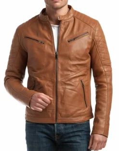 Homme Chyston Vestes, Blousons^Veste en Cuir Flash cognac