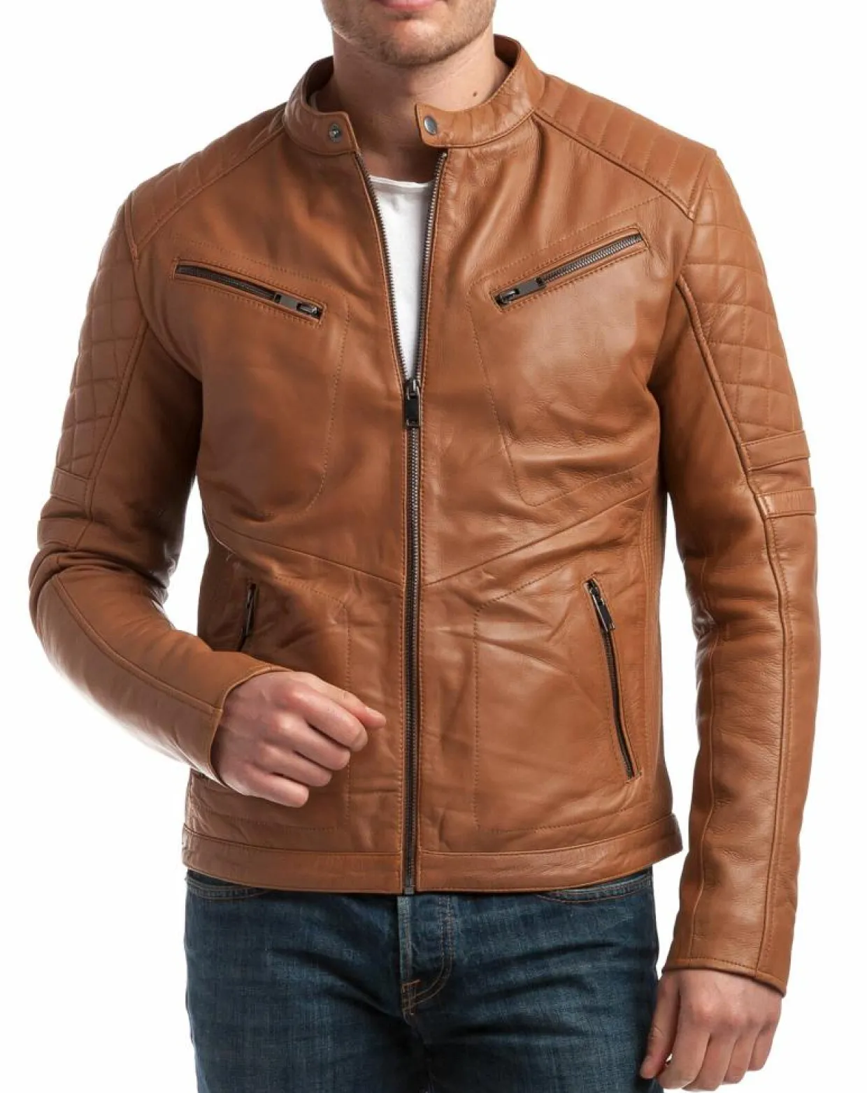 Homme Chyston Vestes, Blousons^Veste en Cuir Flash cognac