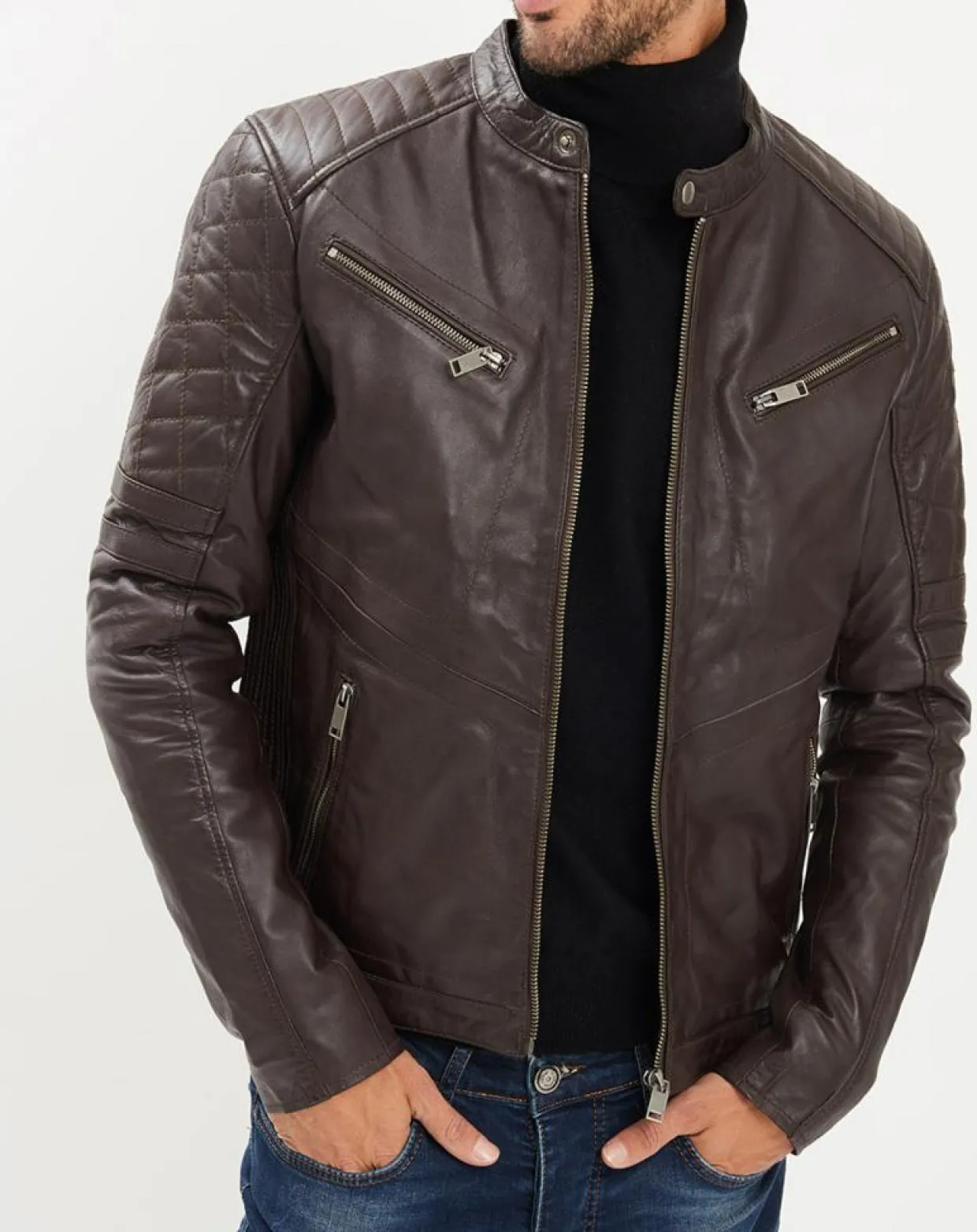 Homme Chyston Vestes, Blousons^Veste en Cuir Flash marron