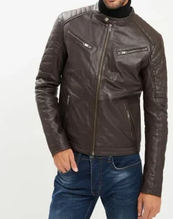 Homme Chyston Vestes, Blousons^Veste en Cuir Flash marron