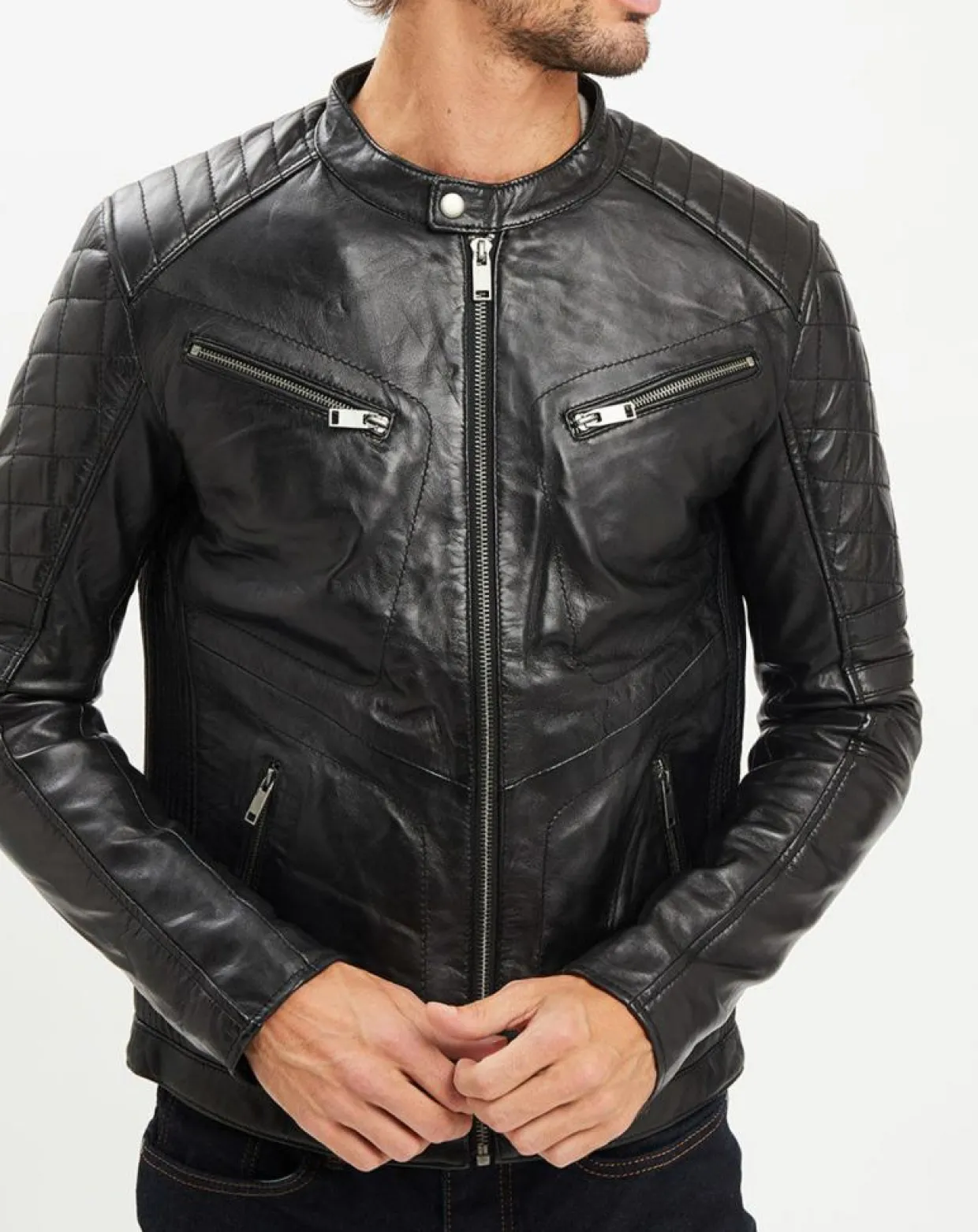 Veste en Cuir Flash noire-Chyston Hot
