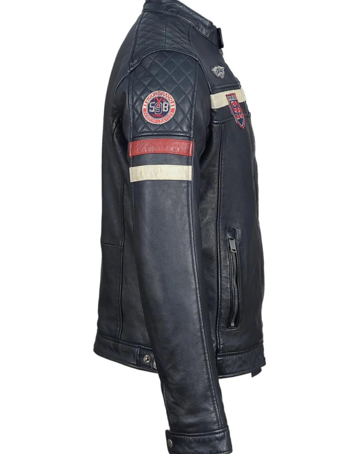 Homme Chyston Vestes, Blousons^Veste en Cuir Harty bleu marine