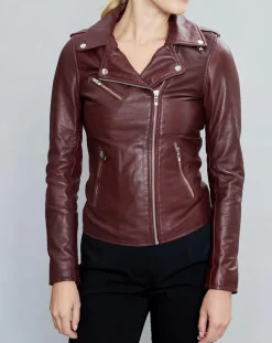 Veste en Cuir Hortence bordeaux-Chyston Clearance