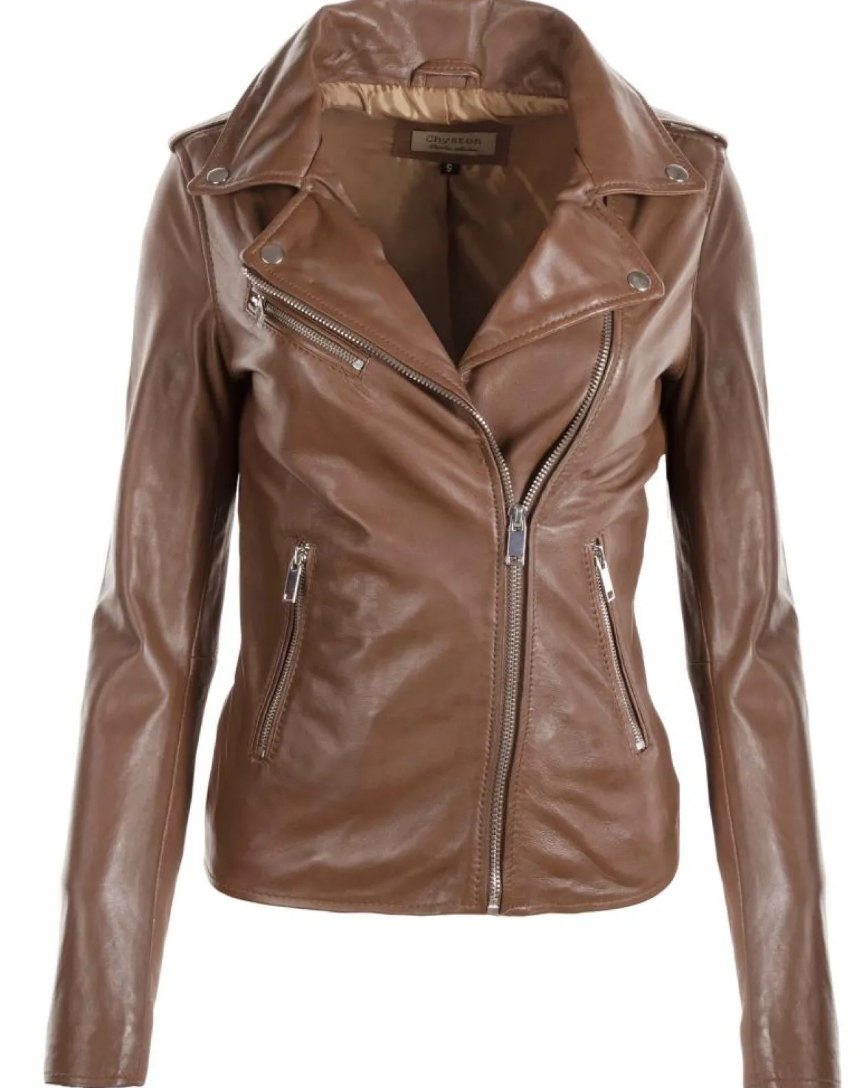 Veste en Cuir Hortence cognac-Chyston
