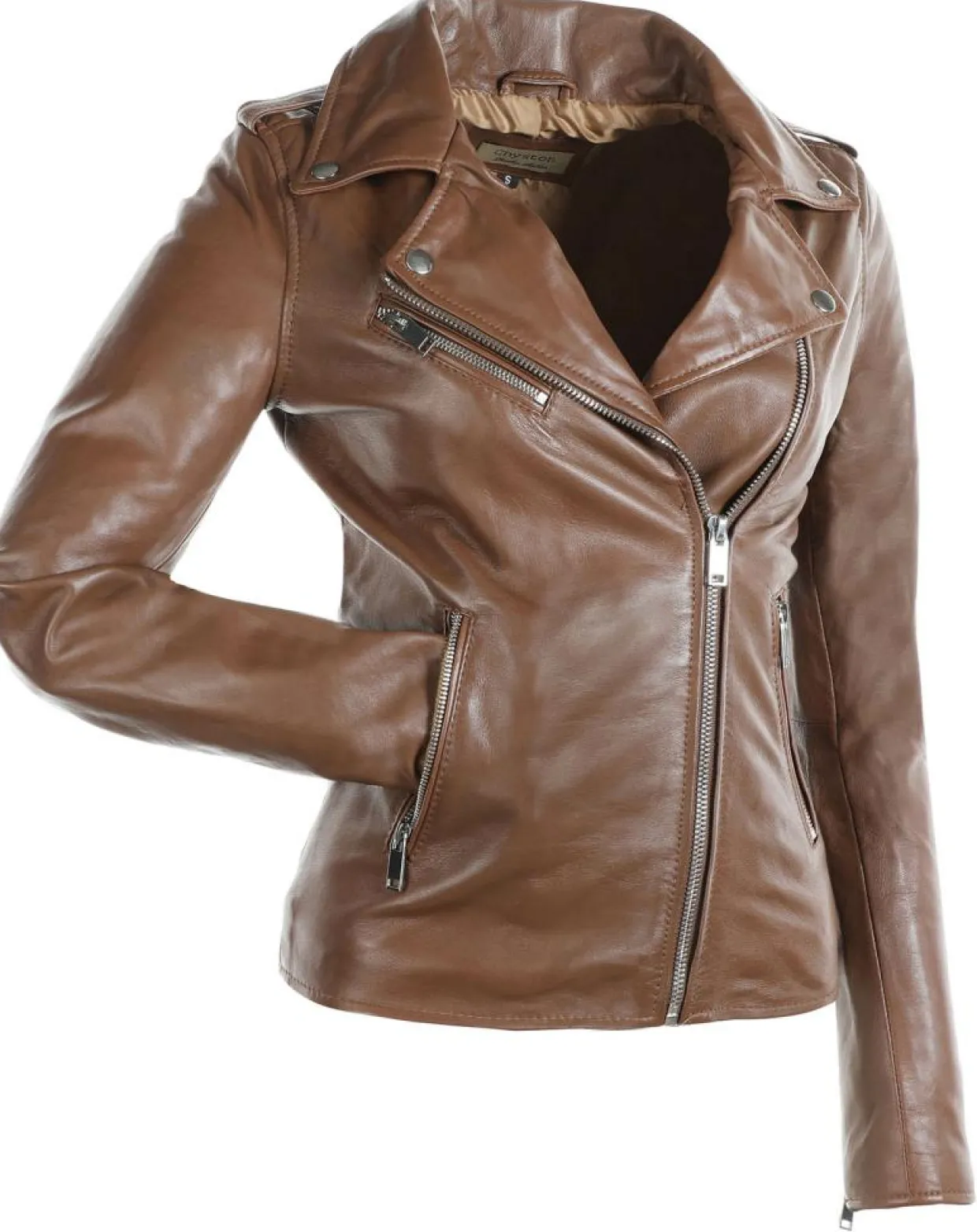 Veste en Cuir Hortence cognac-Chyston